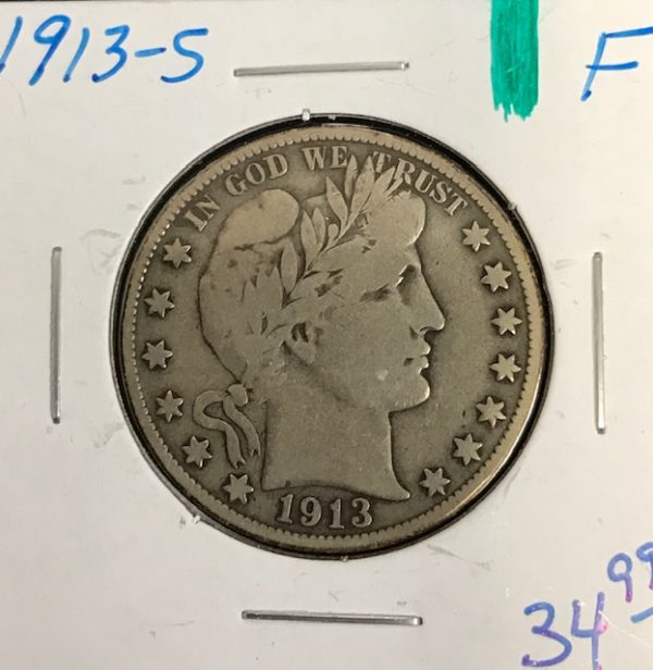 1913 S Barber Half Dollar