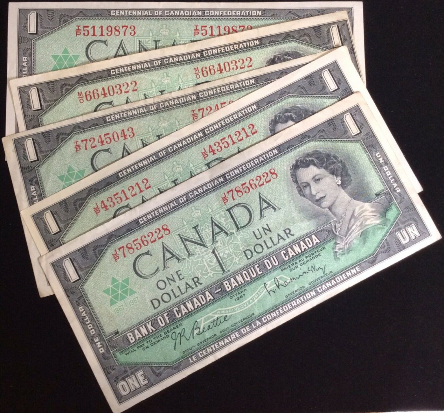 1967 Canadian One Dollar Bills Coin Box